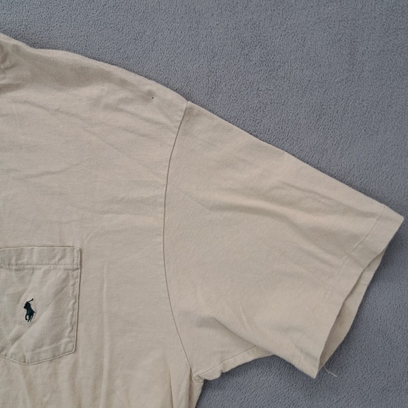 Polo by Ralph Lauren Beige Cotton Pocket T Shirt Mens XL Made in USA - Picture 6 of 10